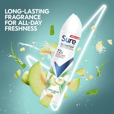 Sure Nonstop Protection 72h Pure Melon Aloe Anti-Perspirant Deodorant Spray 250ml