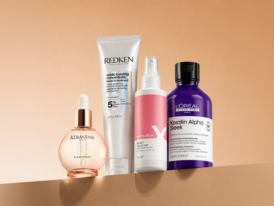 A selection of the best haircare products for every hair concern, including bond repair treatments, keratin smoothing duos, volumising sprays and shine-boosting hair oils