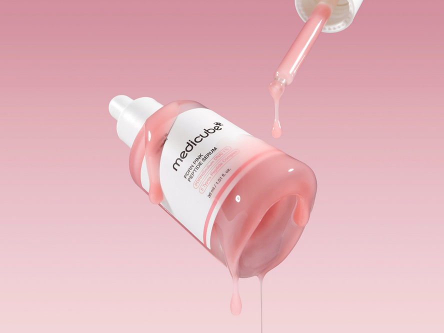 "Medicube PDRN Pink Peptide Serum, a K-beauty serum with Salmon PDRN, peptides and hyaluronic acid designed to boost radiance, hydration and a healthy-looking glow"