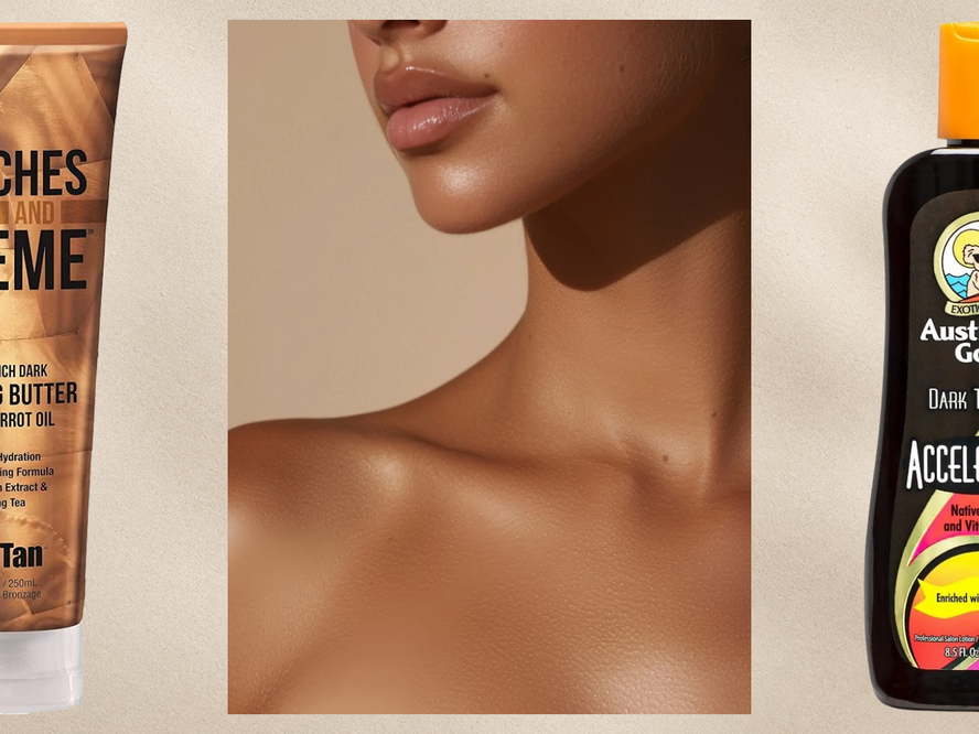 A selection of tanning accelerator lotions, butters and oils to help enhance a natural-looking tan, including formulas for dry skin, fair skin and sensitive skin