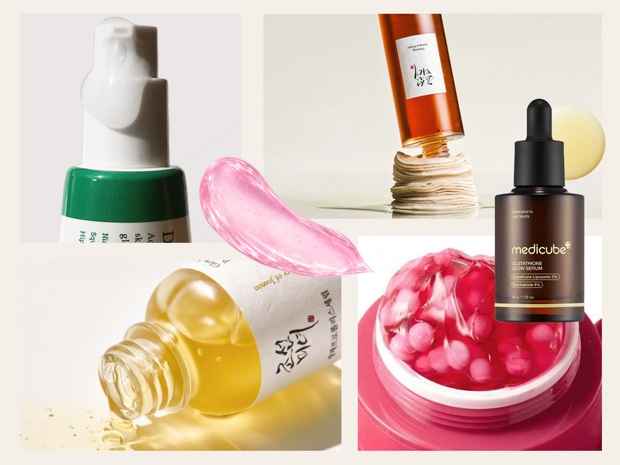A guide to niacinamide skincare showing serums, toners and moisturisers that help balance oil, reduce pores, brighten dark spots and support the skin barrier