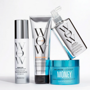 Color Wow haircare products, including Dream Filter, Color Security Shampoo, Dream Coat and Money Mask, displayed on a clean white background.