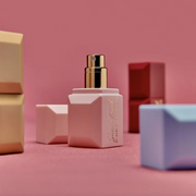 Sabrina Carpenter Bite-Sized Fragrances  displayed on a subtle pink backdrop.
