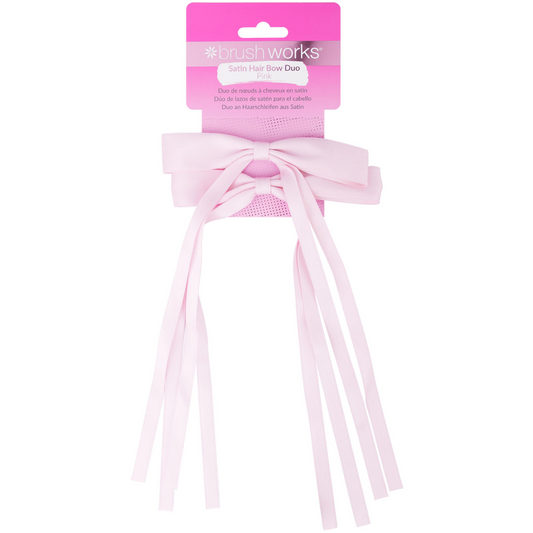 Brushworks Pink Satin Hair Bow Duo