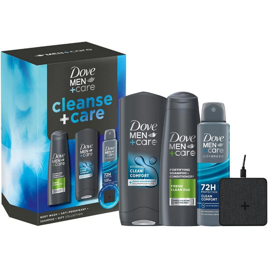 Dove Men+Care Cleanse & Care Body Care Gift Set with Charging Pad