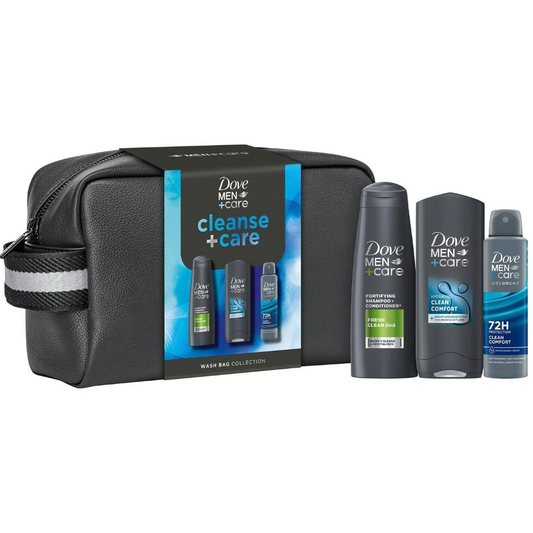 Dove Men+Care Cleanse & Care Body Care Gift Set with Washbag