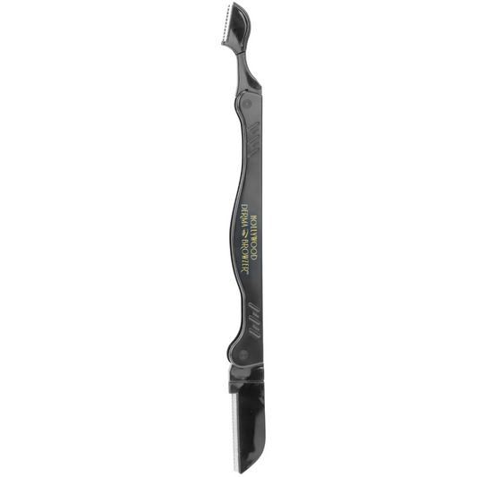 Hollywood Browzer Dual-Sided Dermabrowzer Hair Removal & Dermaplaning Tool Black
