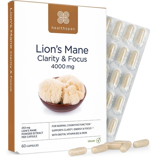 Healthspan Clarity & Focus Lion's Mane 4000mg 60 Capsules