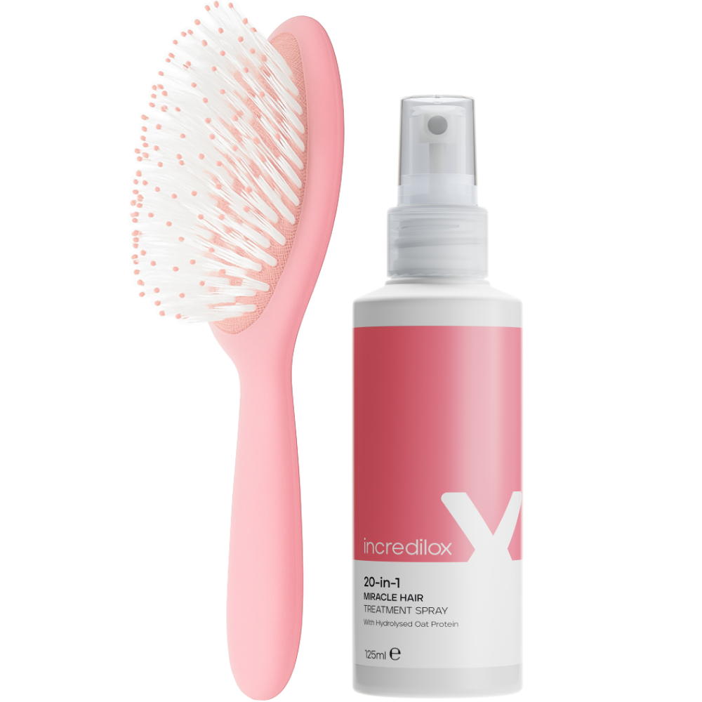 Incredilox 20-In-1 Miracle Hair Treatment Spray 125ml & Detangling Hair Brush Duo