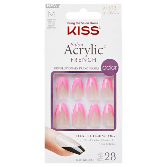 Kiss Salon Acrylic Coloured Nails French Squared 28x