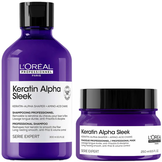 L'Oreal Professionnel Serie Expert Keratin Alpha Sleek Shampoo 300ml & Hair Mask 250ml Twin