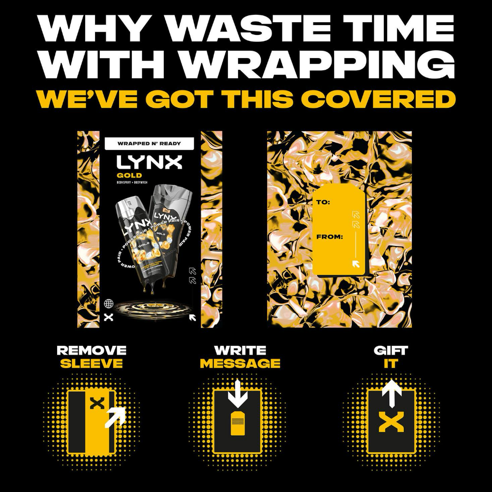 LYNX Gold Geschenkset Für Ihn – Duschgel & Deo, Oud-Holz & Vanille Duft
