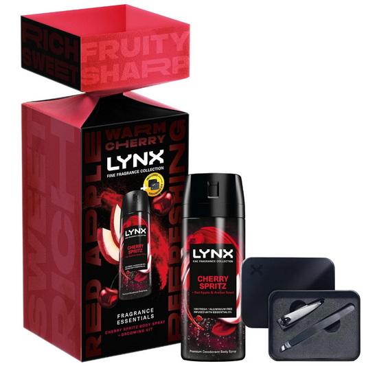Lynx Fine Fragrance Cherry Spritz Body Care & Nail Grooming Cracker Gift Set