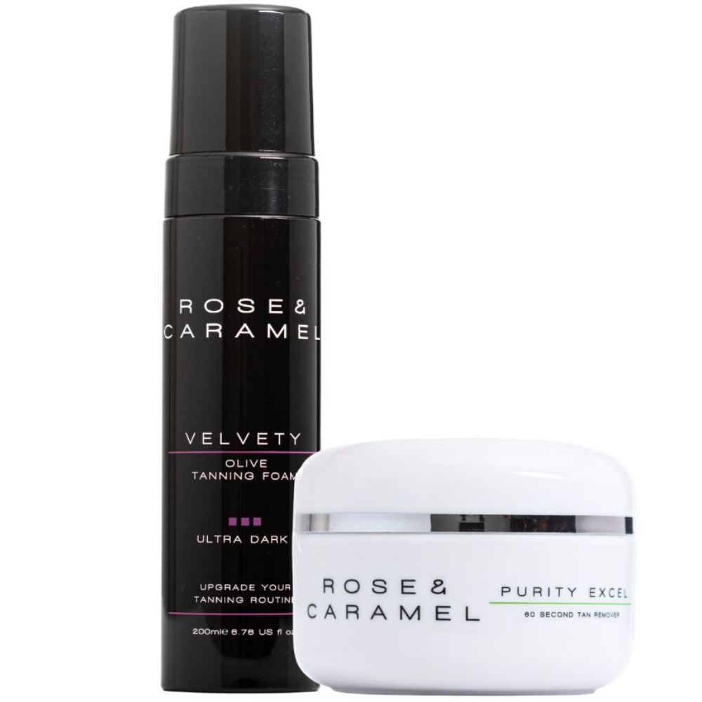 Rose & Caramel Velvety Dark Olive Mousse & Self Tan Remover Bundle 2 x 200ml