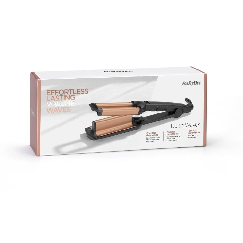 BaByliss Deep Waves Hair Waver - Ceramic Barrel, 3 Heat Settings (160°C-200°C) For Beach & Mermaid Waves