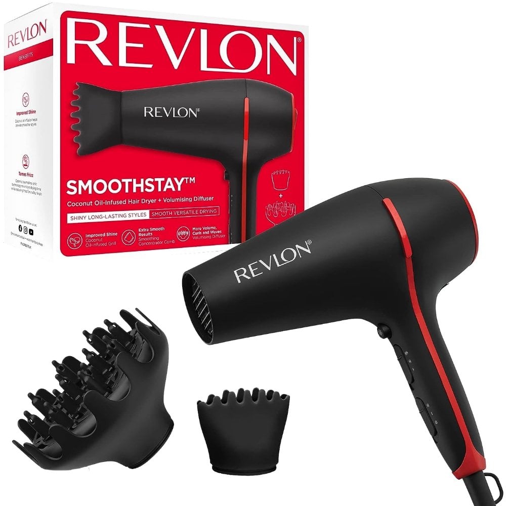 Revlon Pro Collection SmoothStay Coconut Oil Infused Hair Dryer & Volu ...