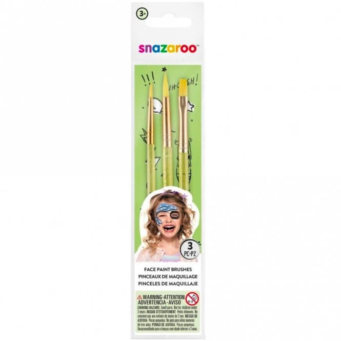 Snazaroo Face Painting Brushes Pack of 3 - Green