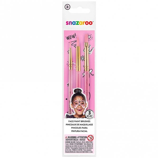 Snazaroo Face Painting Brushes Pack of 3 - Pink